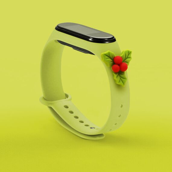 Strap Xmas for Xiaomi Mi Band 5 / 6 Christmas Silicone Strap Bracelet with Mistletoe - Green | Techbox
