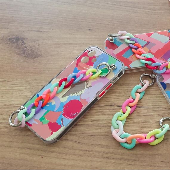 Color Chain Case gel flexible elastic case cover with a chain pendant for Samsung Galaxy A22 4G multicolour  (2) | Techbox
