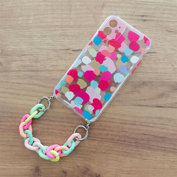 Color Chain Case gel flexible elastic case cover with a chain pendant for Samsung Galaxy A22 5G multicolour  (2) | Techbox