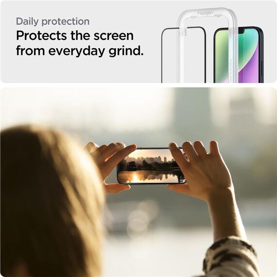 Spigen ALM Glass FC Tempered Glass for iPhone 13 / 13 Pro / 14 - Black | Techbox