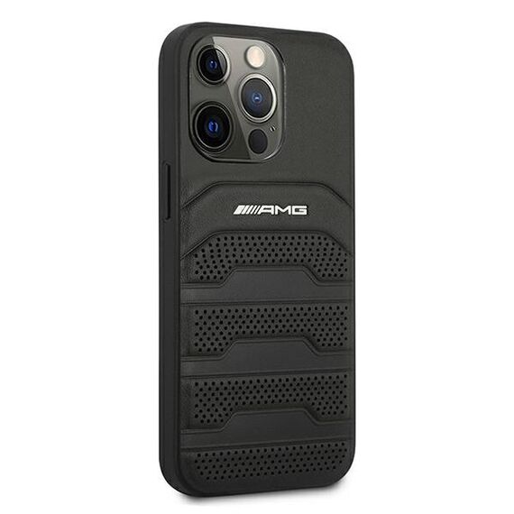 AMG AMHCP13LGSEBK iPhone 13 Pro / 13 6,1" czarny/black hardcase Leather Debossed Lines | Techbox