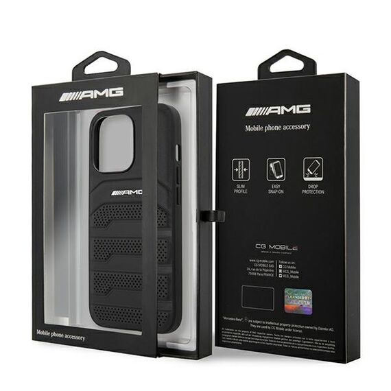AMG AMHCP13LGSEBK iPhone 13 Pro / 13 6,1" czarny/black hardcase Leather Debossed Lines | Techbox