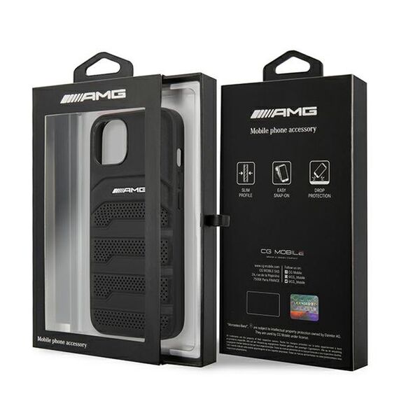 AMG AMHCP13SGSEBK iPhone 13 mini 5,4" czarny/black hardcase Leather Debossed Lines | Techbox