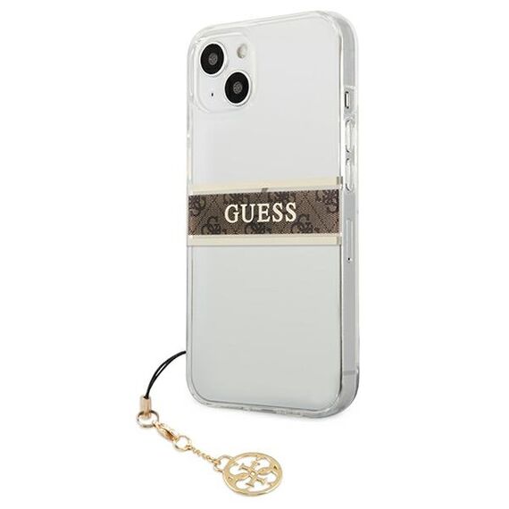 Guess GUHCP13SKB4GBR iPhone 13 mini 5,4" Transparent hardcase 4G Brown Strap Charm - Apple Cases - Cases - Techbox