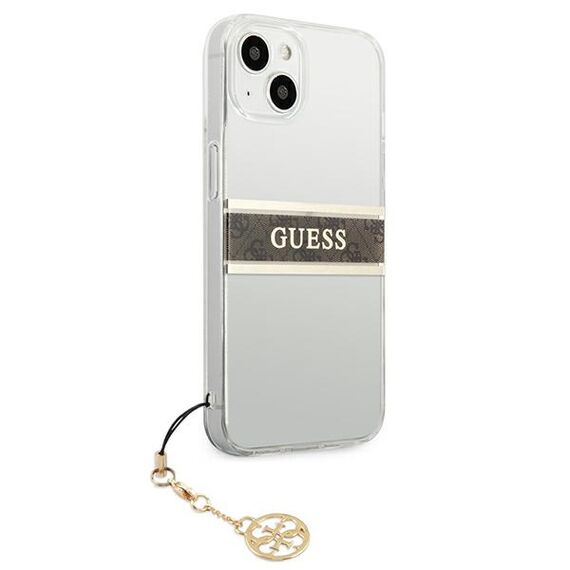 Guess GUHCP13SKB4GBR iPhone 13 mini 5,4" Transparent hardcase 4G Brown Strap Charm - Apple Cases - Cases - Techbox