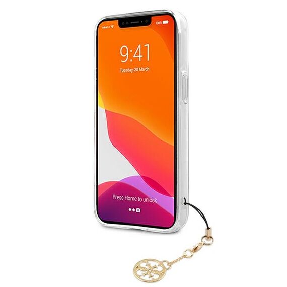 Guess GUHCP13SKB4GBR iPhone 13 mini 5,4" Transparent hardcase 4G Brown Strap Charm - Apple Cases - Cases - Techbox