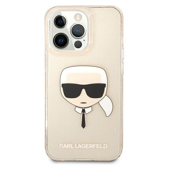 Karl Lagerfeld KLHCP13LKHTUGLGO iPhone 13 Pro / 13 6,1" złoty/gold hardcase Glitter Karl`s Head | Techbox