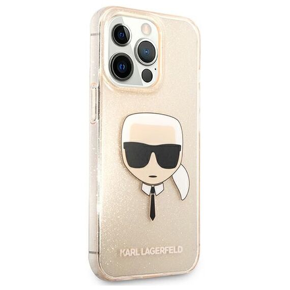 Karl Lagerfeld KLHCP13LKHTUGLGO iPhone 13 Pro / 13 6,1" złoty/gold hardcase Glitter Karl`s Head | Techbox