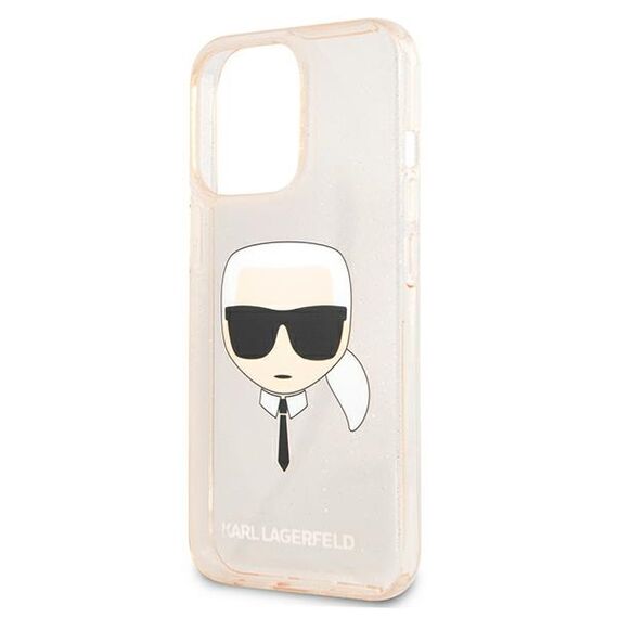 Karl Lagerfeld KLHCP13LKHTUGLGO iPhone 13 Pro / 13 6,1" złoty/gold hardcase Glitter Karl`s Head | Techbox