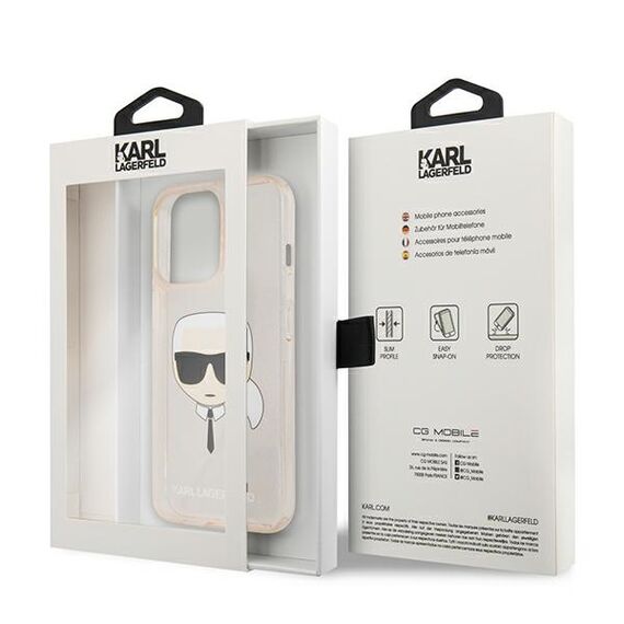 Karl Lagerfeld KLHCP13LKHTUGLGO iPhone 13 Pro / 13 6,1" złoty/gold hardcase Glitter Karl`s Head | Techbox