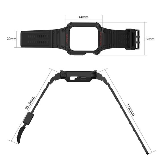 Protect Strap Band Band with Case for Watch 7/6/5/4/3/2 / SE (41/40 / 38mm) Case Armored Watch Cover Black - Accessories - Smartwatches & Accessories - Techbox