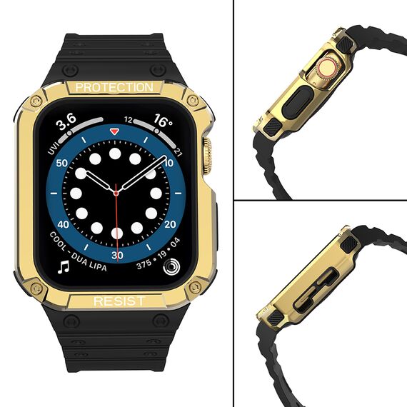 Protect Strap Band for Apple Watch 42/44/45mm Armored Case Strap - Black, Gold | Techbox