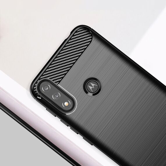 Carbon Case Flexible Cover Sleeve Motorola Moto E7i Power black | Techbox