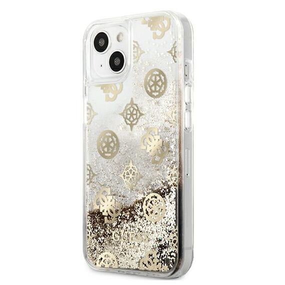 Guess GUHCP13SLGPEGO iPhone 13 mini 5,4" zÅ‚oty/gold hardcase Peony Liquid Glitter - Apple Cases - Cases - Techbox