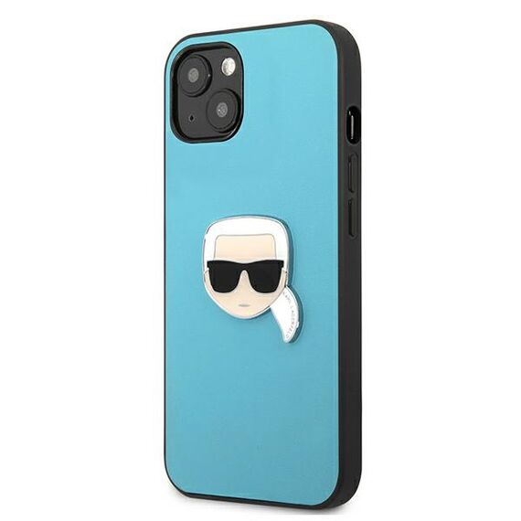 Karl Lagerfeld KLHCP13SPKMB iPhone 13 mini 5,4" niebieski/blue hardcase Leather Ikonik Karl`s Head Metal | Techbox
