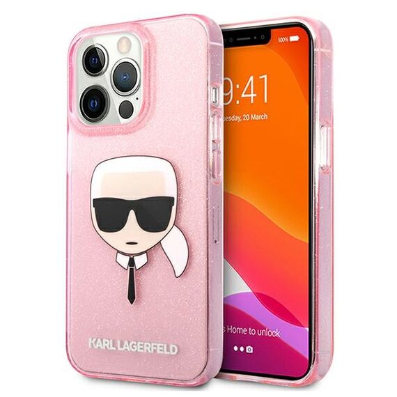 Karl Lagerfeld KLHCP13XKHTUGLP iPhone 13 Pro Max 6,7" różowy/pink hardcase Glitter Karl`s Head | Techbox