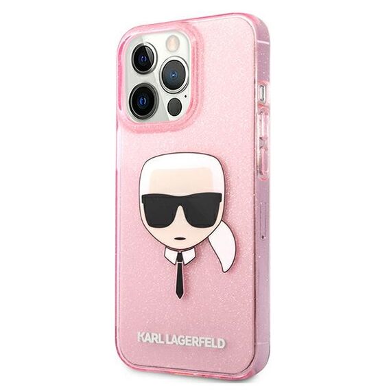 Karl Lagerfeld KLHCP13XKHTUGLP iPhone 13 Pro Max 6,7" różowy/pink hardcase Glitter Karl`s Head | Techbox