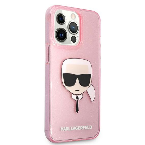 Karl Lagerfeld KLHCP13XKHTUGLP iPhone 13 Pro Max 6,7" różowy/pink hardcase Glitter Karl`s Head | Techbox