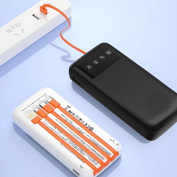 Dudao K6Pro Universal 10000mAh Power Bank with USB Cable, USB Type C, Lightning white (K6Pro-white) | Techbox