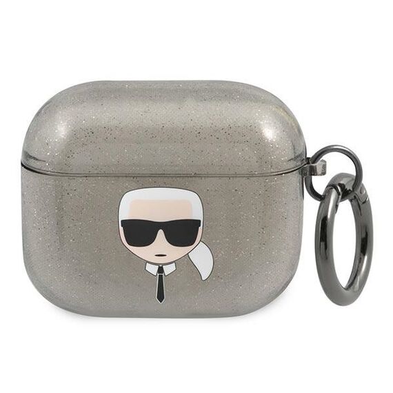 Karl Lagerfeld Glitter Karl's Head Case for AirPods 3 - Black | Techbox