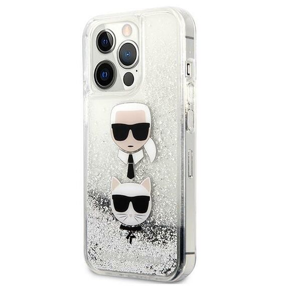 Karl Lagerfeld KLHCP13XKICGLS iPhone 13 Pro Max 6,7" srebrny/silver hardcase Liquid Glitter Karl&Choupette Head | Techbox