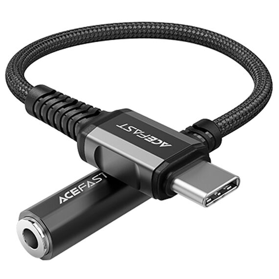 Acefast audio cable USB Type C - 3.5mm mini jack (female) 18cm, DAC, AUX black (C1-07 black) | Techbox
