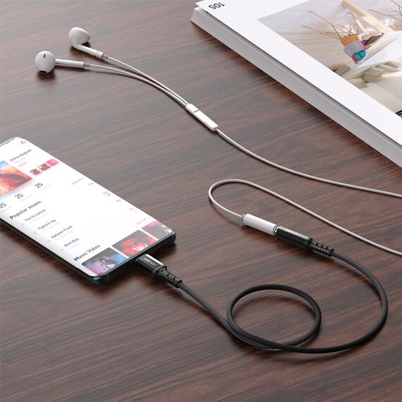 Acefast audio cable USB Type C - 3.5mm mini jack (female) 18cm, DAC, AUX black (C1-07 black) | Techbox