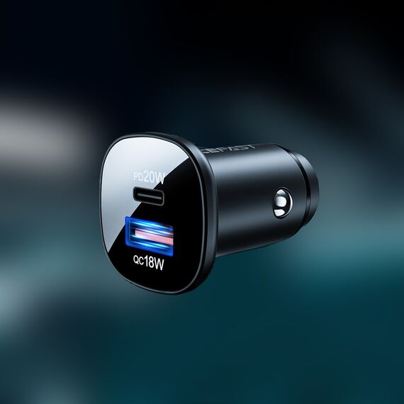 Acefast car charger 38W USB Type C / USB, PPS, Power Delivery, Quick Charge 3.0, AFC, FCP black (B1 black) | Techbox