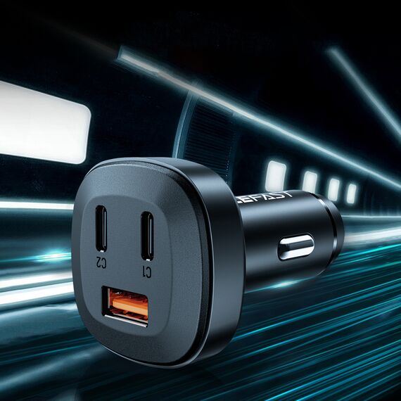 Acefast car charger 66W 2x USB Type C / USB, PPS, Power Delivery, Quick Charge 4.0, AFC, FCP, SCP black (B3 black) - Car Chargers - Smartphone Chargers - Techbox