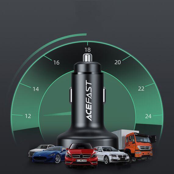 Acefast car charger 66W 2x USB Type C / USB, PPS, Power Delivery, Quick Charge 4.0, AFC, FCP, SCP black (B3 black) - Car Chargers - Smartphone Chargers - Techbox