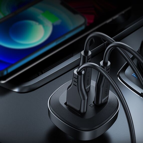 Acefast car charger 66W 2x USB Type C / USB, PPS, Power Delivery, Quick Charge 4.0, AFC, FCP, SCP black (B3 black) - Car Chargers - Smartphone Chargers - Techbox