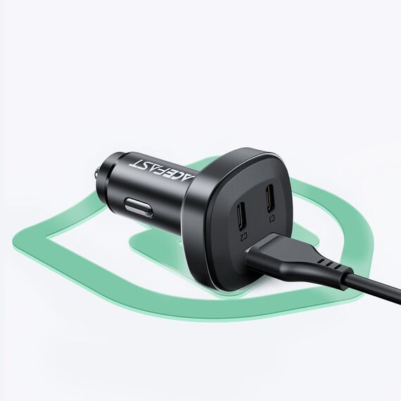 Acefast car charger 66W 2x USB Type C / USB, PPS, Power Delivery, Quick Charge 4.0, AFC, FCP, SCP black (B3 black) - Car Chargers - Smartphone Chargers - Techbox
