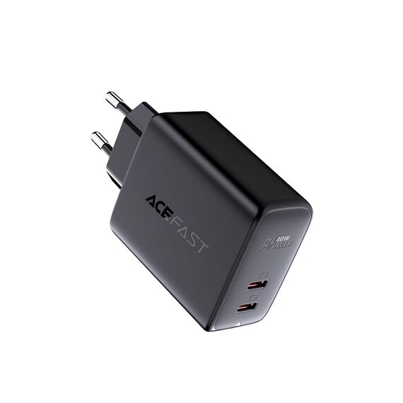 Acefast charger 2x USB Type C 40W, PPS, PD, QC 3.0, AFC, FCP black (A9 black) | Techbox