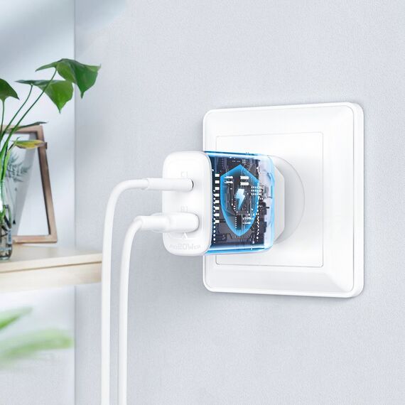 Acefast wall charger USB Type C / USB 20W, PPS, PD, QC 3.0, AFC, FCP white (A25 white) - Travel Chargers - Smartphone Chargers - Techbox