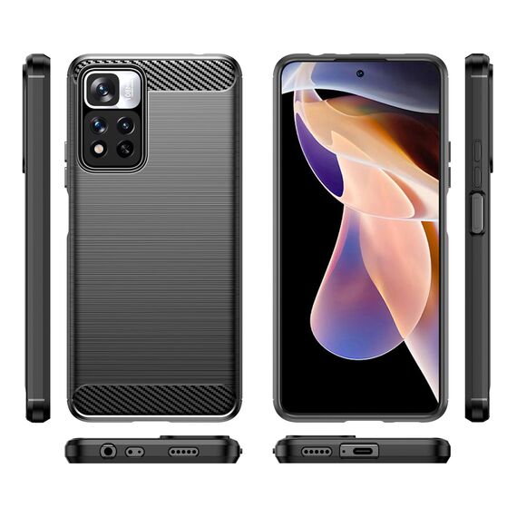 Carbon Case flexible case cover Xiaomi Redmi Note 11 Pro+ 5G (China) / 11 Pro 5G (China) / Mi11i HyperCharge / Poco X4 NFC black | Techbox