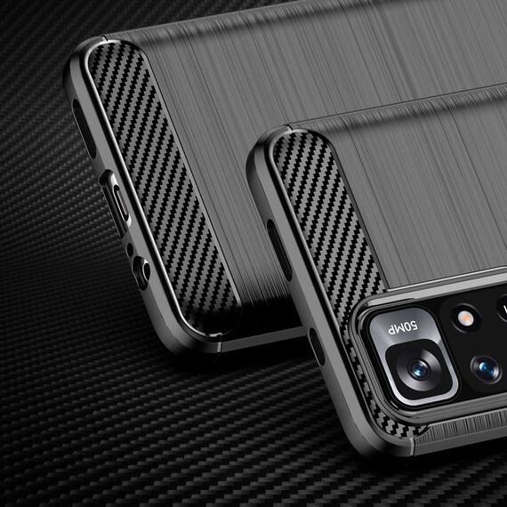 Carbon Case Flexible Cover Sleeve for Xiaomi Redmi Note 11 black | Techbox