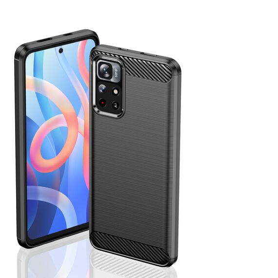 Carbon Case Flexible Cover Sleeve for Xiaomi Redmi Note 11 black | Techbox