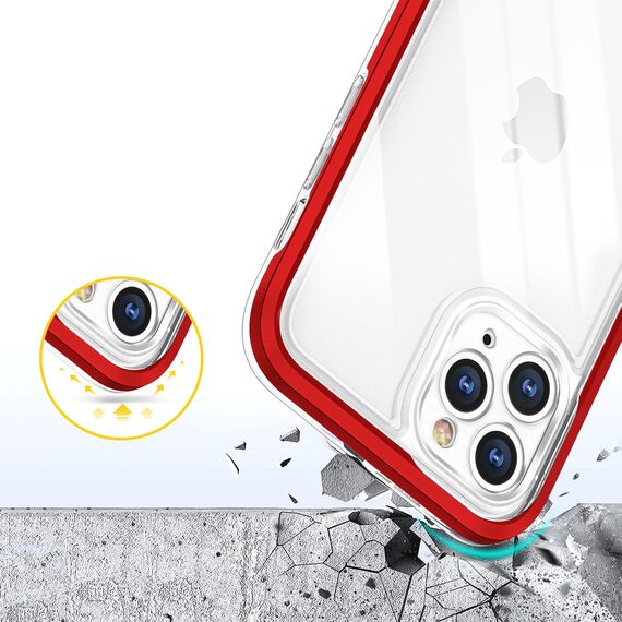 Clear 3in1 Case for iPhone 11 Pro Max Frame Cover Gel Red | Techbox