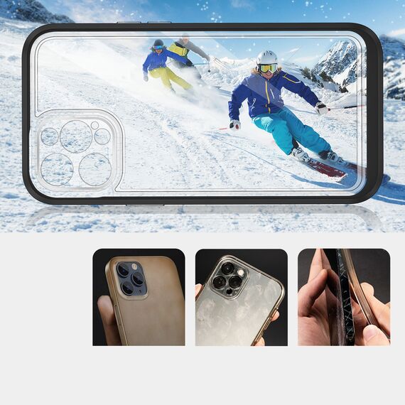 Clear 3in1 case for iPhone 12 Pro frame gel cover black | Techbox