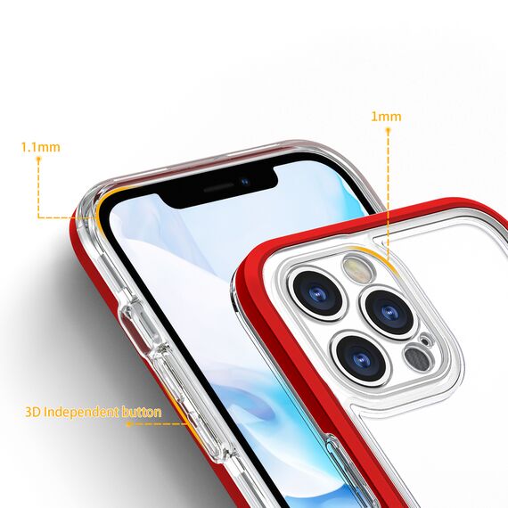 Clear 3in1 Case for iPhone 12 Pro Max Frame Cover Gel Red | Techbox