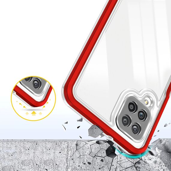 Clear 3in1 Case for Samsung Galaxy A22 4G Frame Gel Cover Red - Samsung Cases - Cases - Techbox