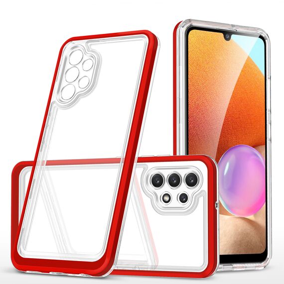 Clear 3in1 Case for Samsung Galaxy A32 5G Frame Gel Cover Red | Techbox