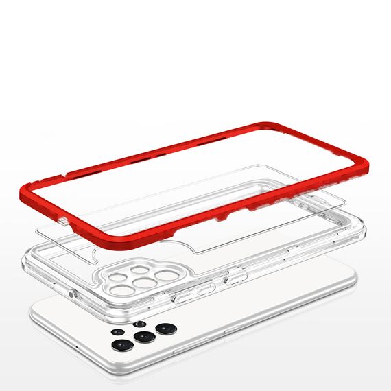 Clear 3in1 Case for Samsung Galaxy A32 5G Frame Gel Cover Red | Techbox