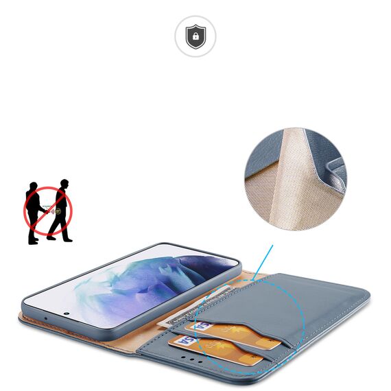 Dux Ducis Hivo Leather Flip Cover Genuine Leather Wallet For Cards And Documents Samsung Galaxy S22 + (S22 Plus) Blue | Techbox