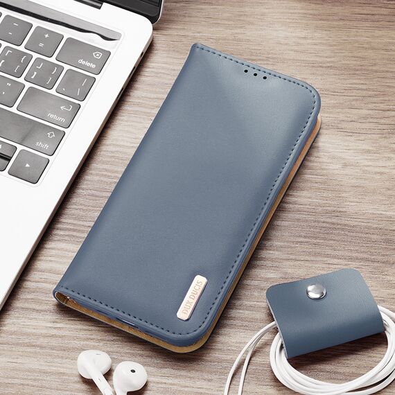 Dux Ducis Hivo Leather Flip Cover Genuine Leather Wallet For Cards And Documents Samsung Galaxy S22 + (S22 Plus) Blue | Techbox