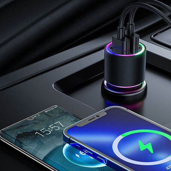 Joyroom car charger 2 x USB with backlight 24W black (JR-CL10) | Techbox