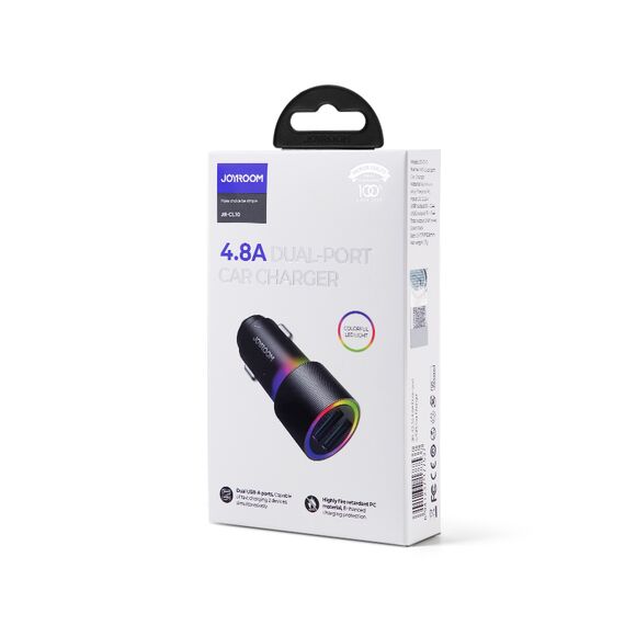 Joyroom car charger 2 x USB with backlight 24W black (JR-CL10) | Techbox