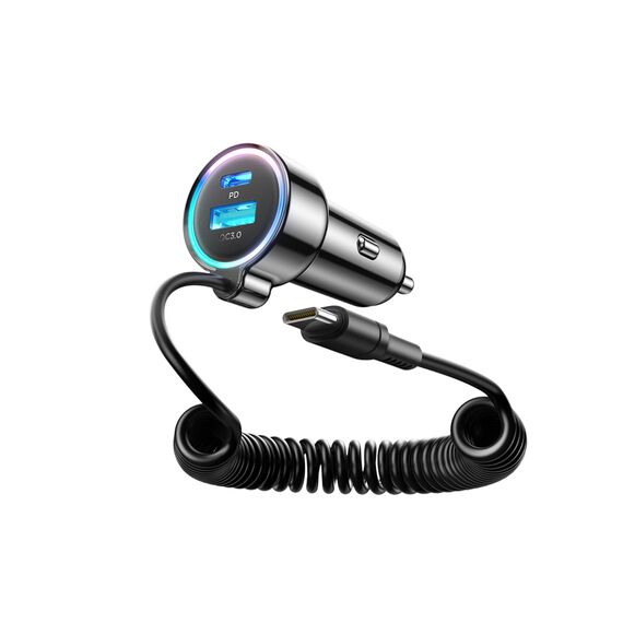 Joyroom JR-CL07 72W 3in1 Car Charger with 1.6m USB-C Cable – Black | Techbox