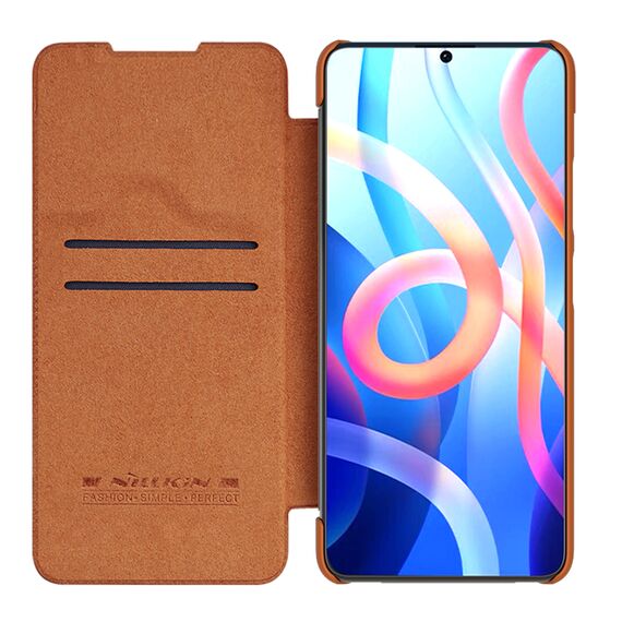 Nillkin Qin Case Case for Xiaomi Poco M4 Pro 5G Camera Protector Holster Cover Flip Cover Brown - Xiaomi Cases - Cases - Techbox
