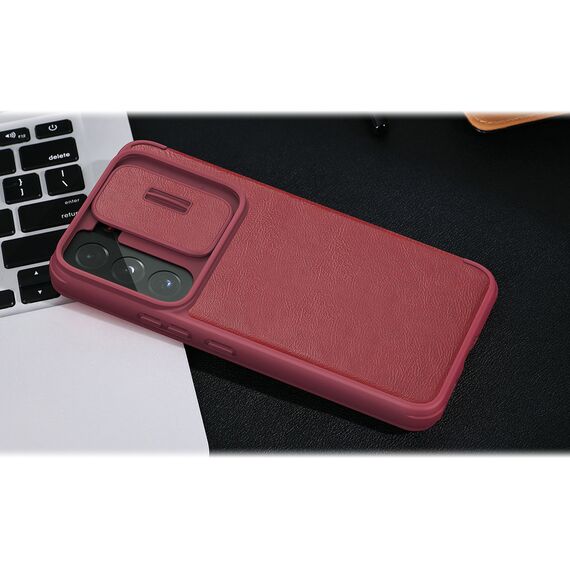Nillkin Qin Leather Pro Case Case for Samsung Galaxy S22 + (S22 Plus) Camera Protector Holster Cover Flip Cover Brown - Samsung Cases - Cases - Techbox